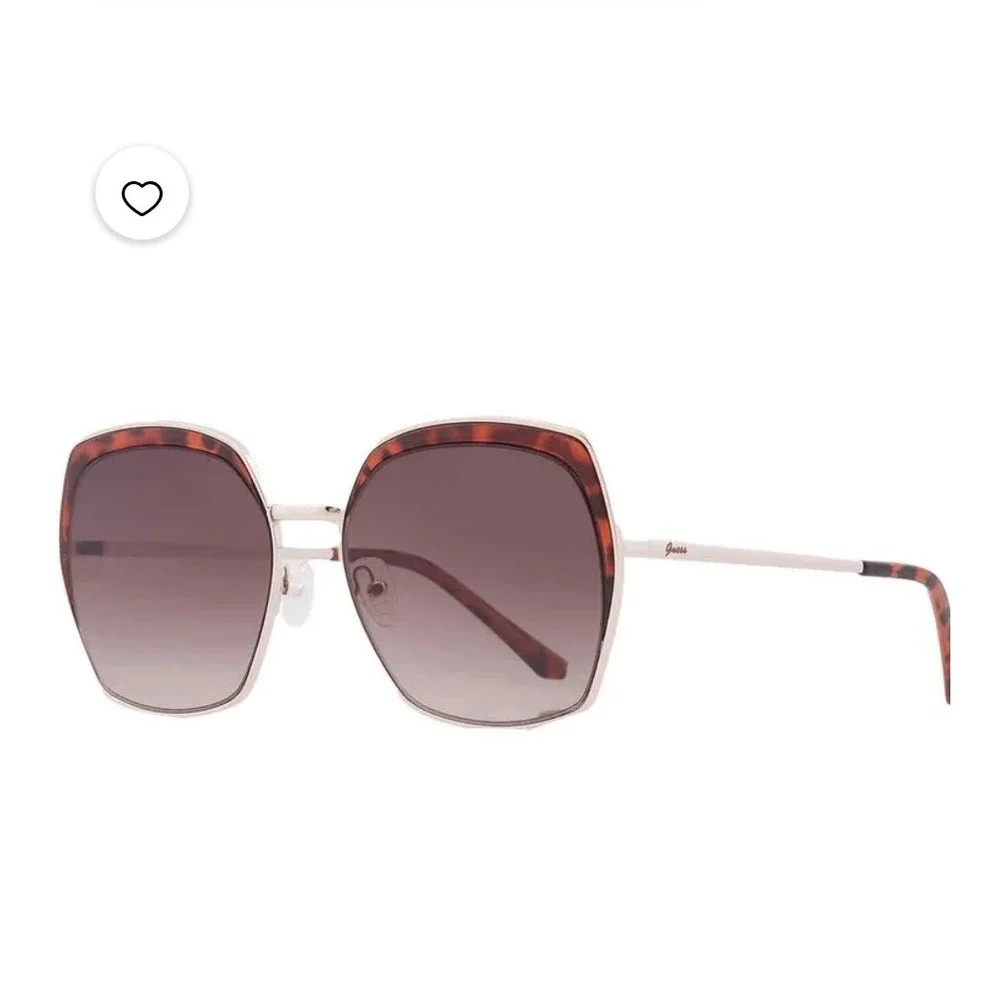 Guess ladies GF0410/S 32F Gold Tortoise Geometric Oversized Sunglass Brown Lens